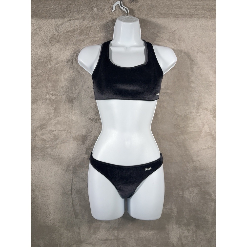 TRIANGL Bikini Set‎ Womens Size Small Black Neoprene Two Piece Swimwear Resort